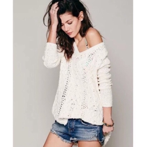 FREE PEOPLE Cross My Heart Distressed Sweater XS - Picture 3 of 9